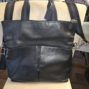 Unisex Coach Leather Tote Bag